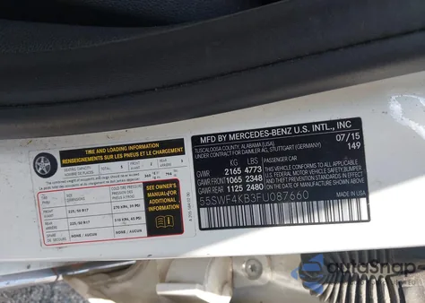 2015 Mercedes-Benz C 300 4Matic from USA, damaged, VIN 55SWF4KB3FU087660